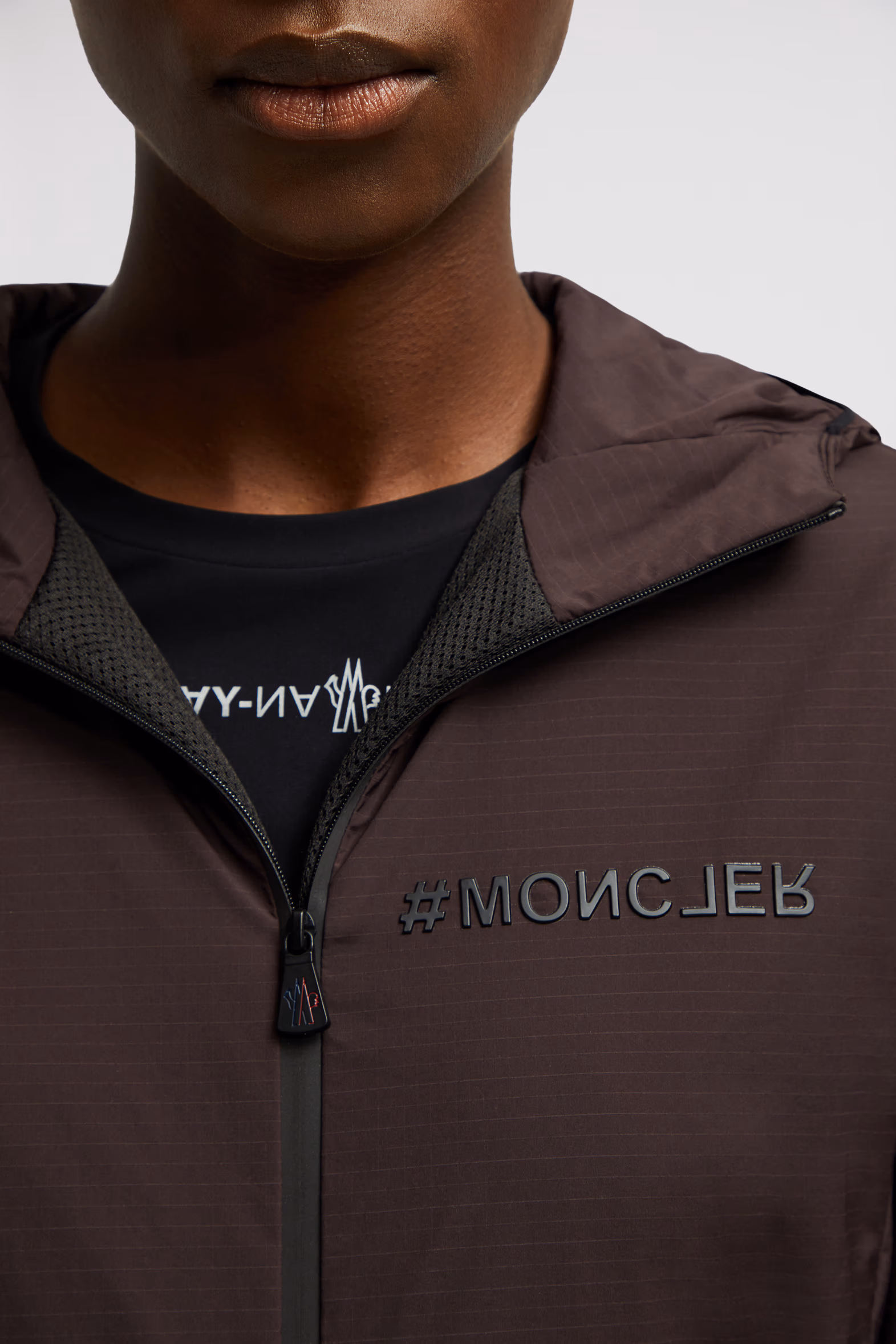 Mietres Packable Hooded Shell Jacket Women Dark Brown Moncler 7